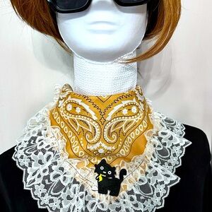 Scarf Boho OOAK Fabric Choker Shabby Chic Necklace Collar Handmade Fiber Art NEW
